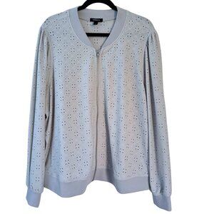 Torrid Bomber Jacket Women's Gray Long Sleeve Full Zip Eyelet Stretch Size 3